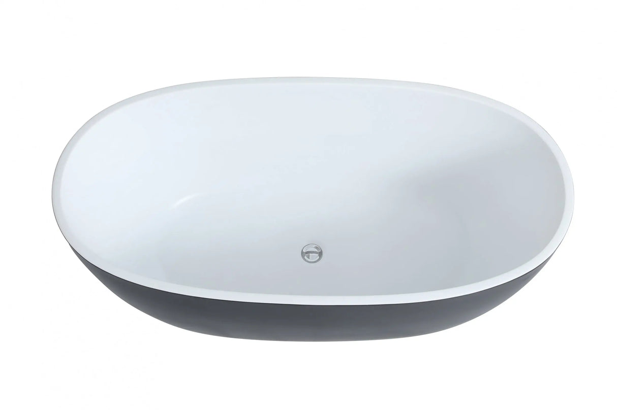 Stella Matte Black & Matte White Free Standing Bathtub 1700*810*590mm Poseidonbk
