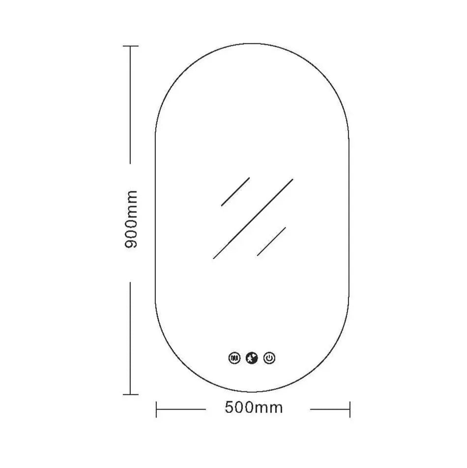 Luna LED Oval Mirror 500 x 900mm - with Adjustable LED Lighting mercioaustralia