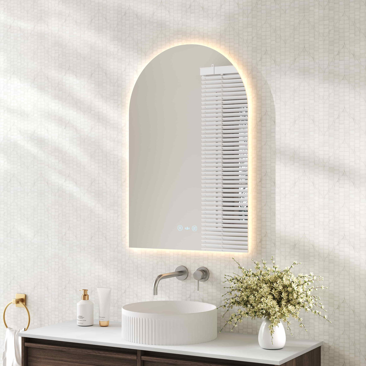 Luna LED Arch Mirror 600 x 900mm - with Adjustable LED Lighting mercioaustralia