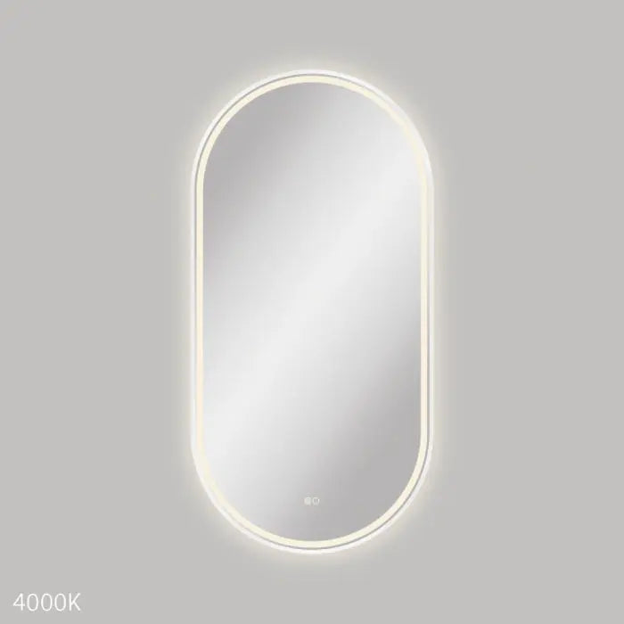 Empire LED Matte White Framed Mirror, 600 x 1200mm fienza