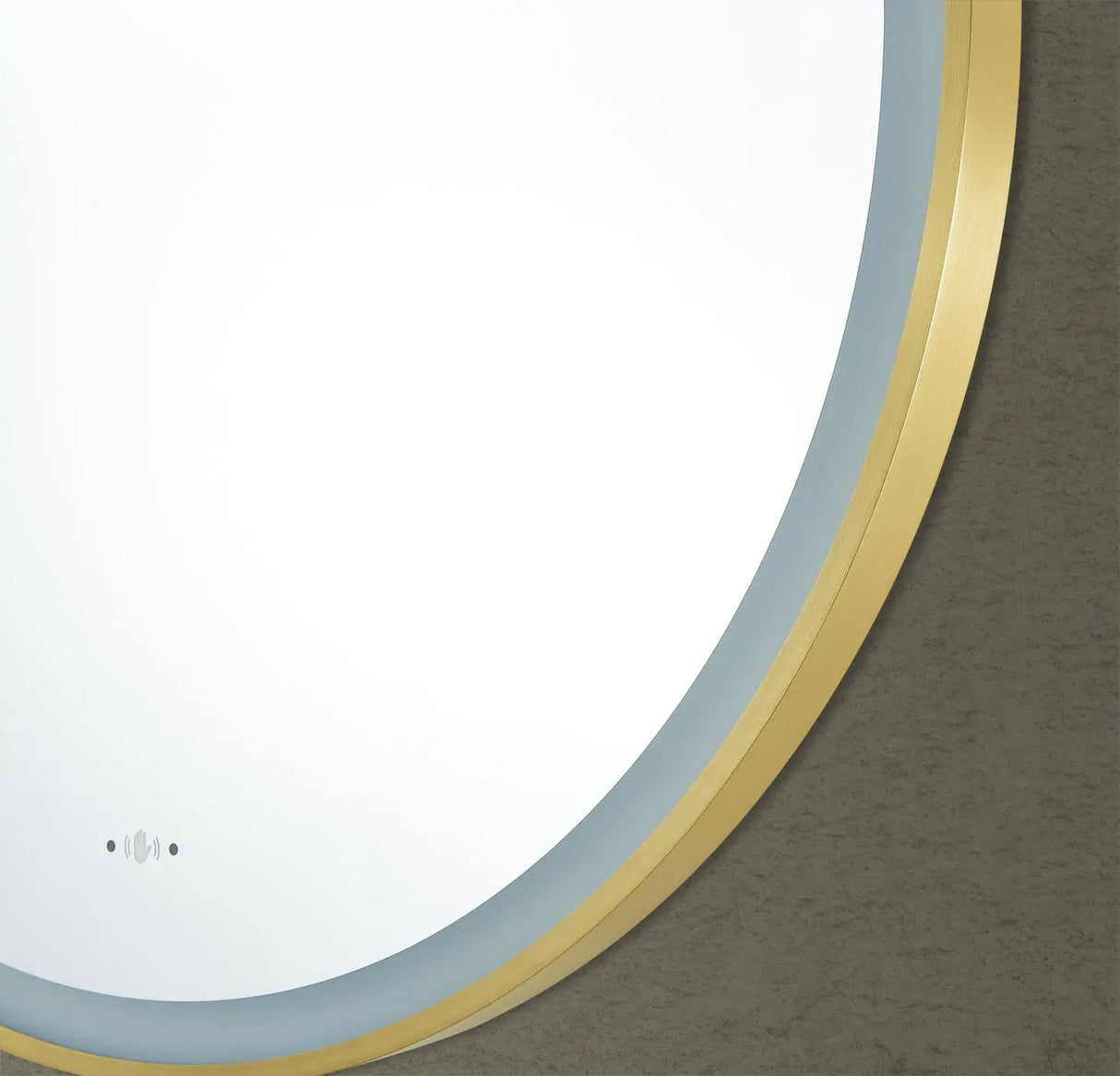 Luna Brushed Gold Round Touchless 600 X 600 Framed LED Mirror - Three Light Temperatures Poseidonbk