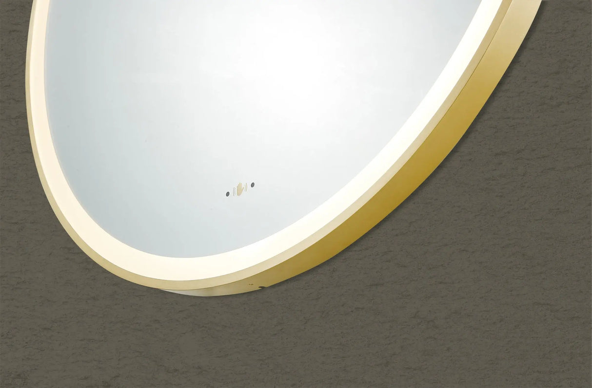 Luna Brushed Gold Round Touchless 600 X 600 Framed LED Mirror - Three Light Temperatures Poseidonbk