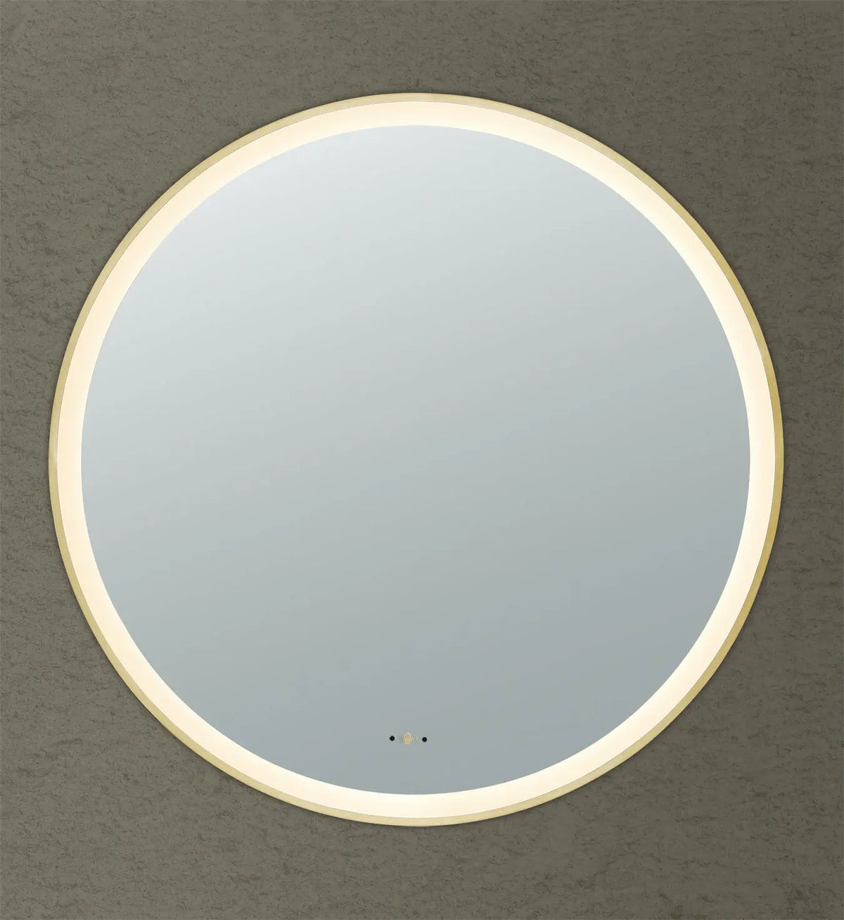 Luna Brushed Gold Round Touchless 800 X 800 Framed LED Mirror - Three Light Temperatures Poseidonbk