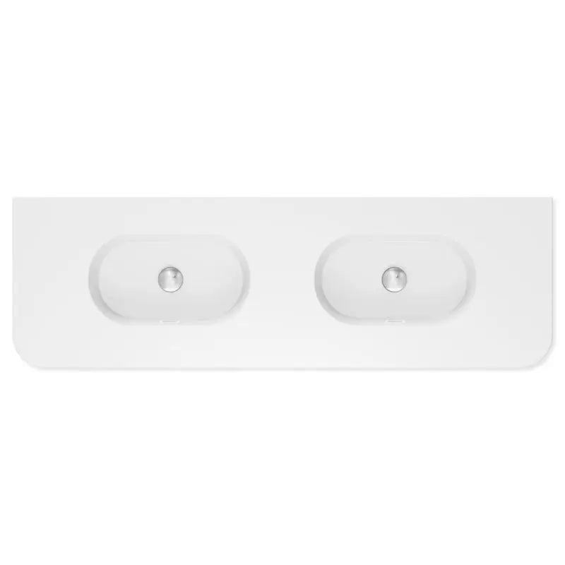 Lola Gloss Full Depth Curved Ceramic Basin Top Double Bowl 1500mm NTH fienza