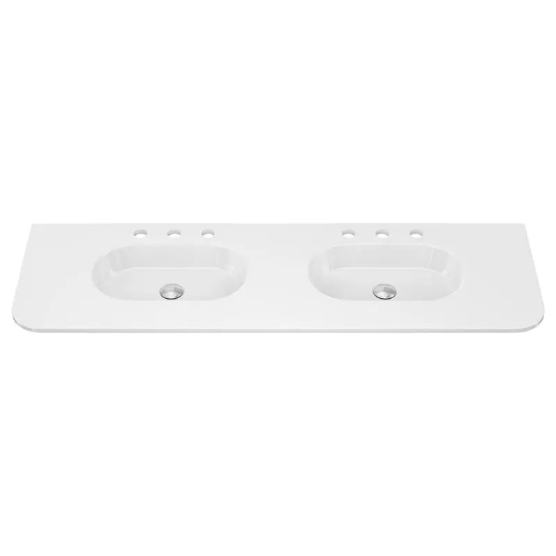 Lola Gloss Full Depth Curved Ceramic Basin Top Double Bowl 1500mm 3TH fienza
