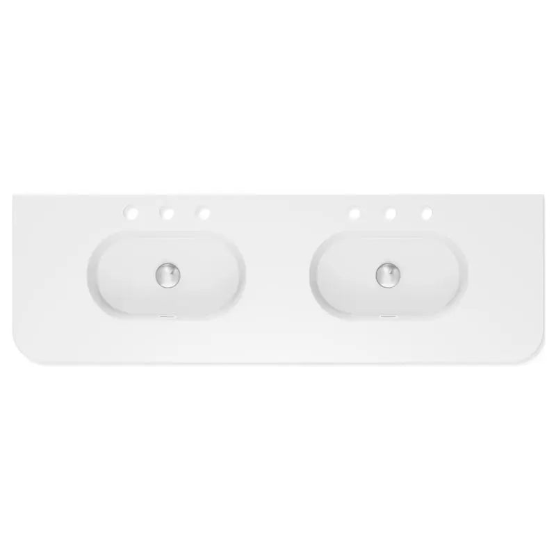 Lola Gloss Full Depth Curved Ceramic Basin Top Double Bowl 1500mm 3TH fienza