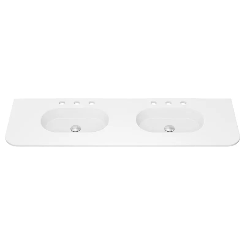 Lola Matte Full Depth Curved Ceramic Basin Top Double Bowl 1500mm 3TH fienza