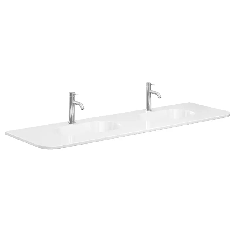 Lola Gloss Full Depth Curved Ceramic Basin Top Double Bowl 1500mm 1TH fienza