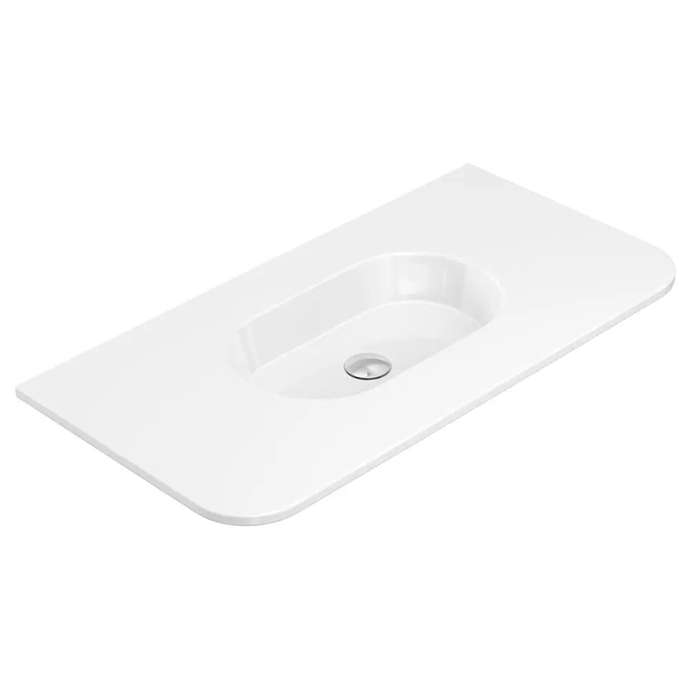 Lola Gloss Full Depth Curved Ceramic Basin Top 900mm NTH fienza