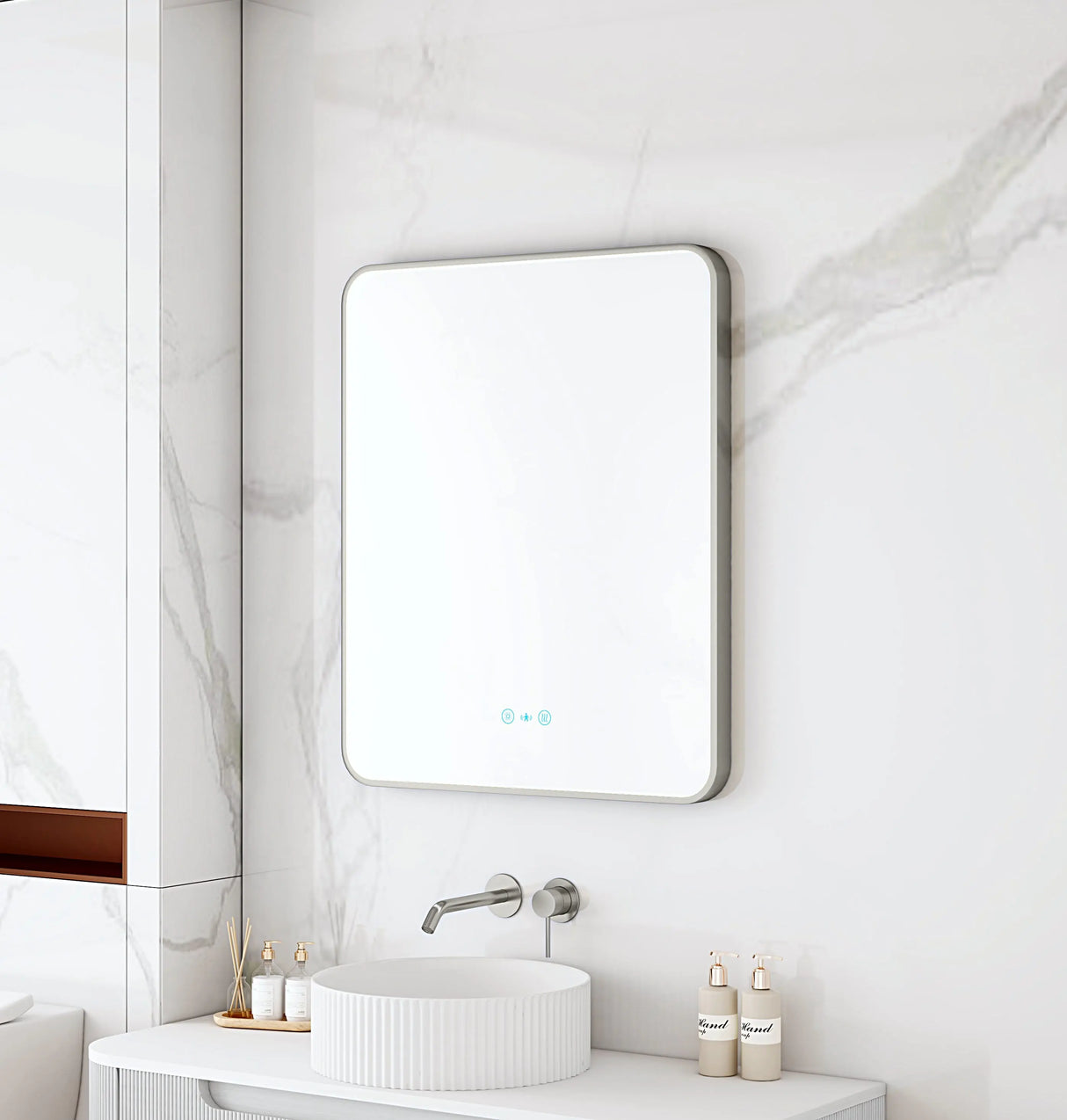 Maia 600×750 / 750×900 / 1200×750mm LED Rectangular Mirror – Gun Metal Frame mercioaustralia