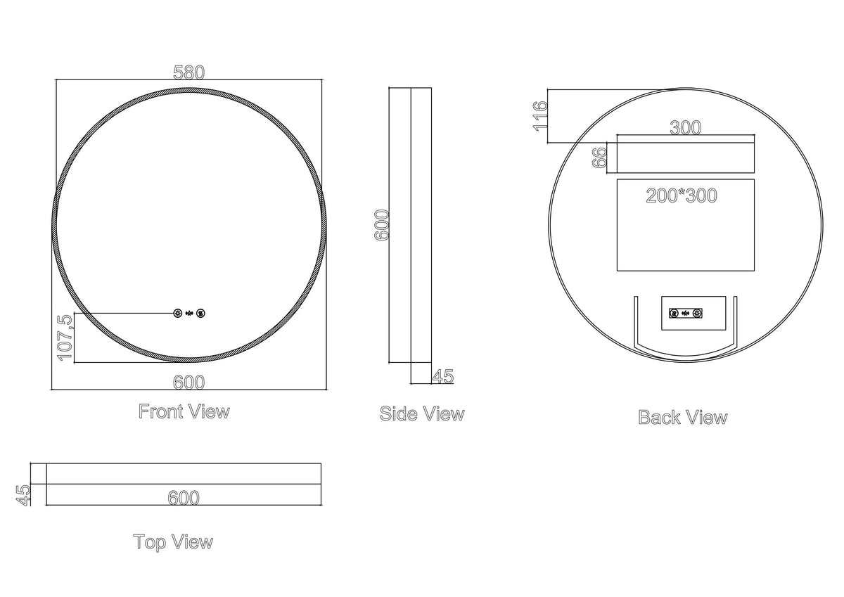 Maia 600/750/900mm LED Round Mirror – Matt Black Frame mercioaustralia