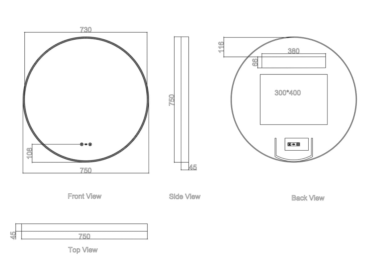 Maia 600/750/900mm LED Round Mirror – Brushed Gold Frame mercioaustralia