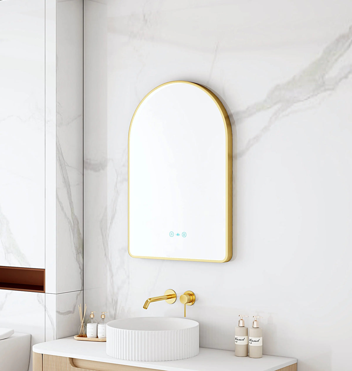 Maia 600×900mm LED Arch Mirror– Brushed Nickel Frame mercioaustralia