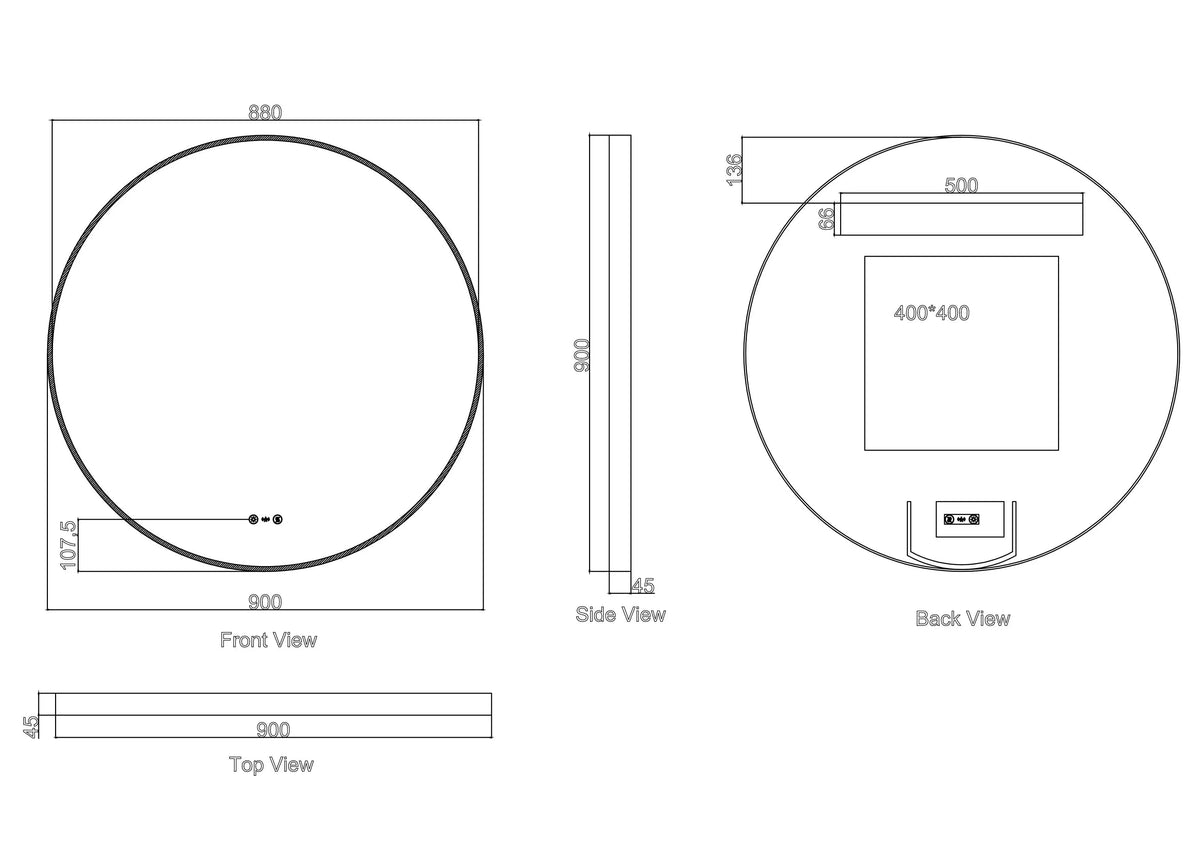 Maia 600/750/900mm LED Round Mirror – Matt Black Frame mercioaustralia