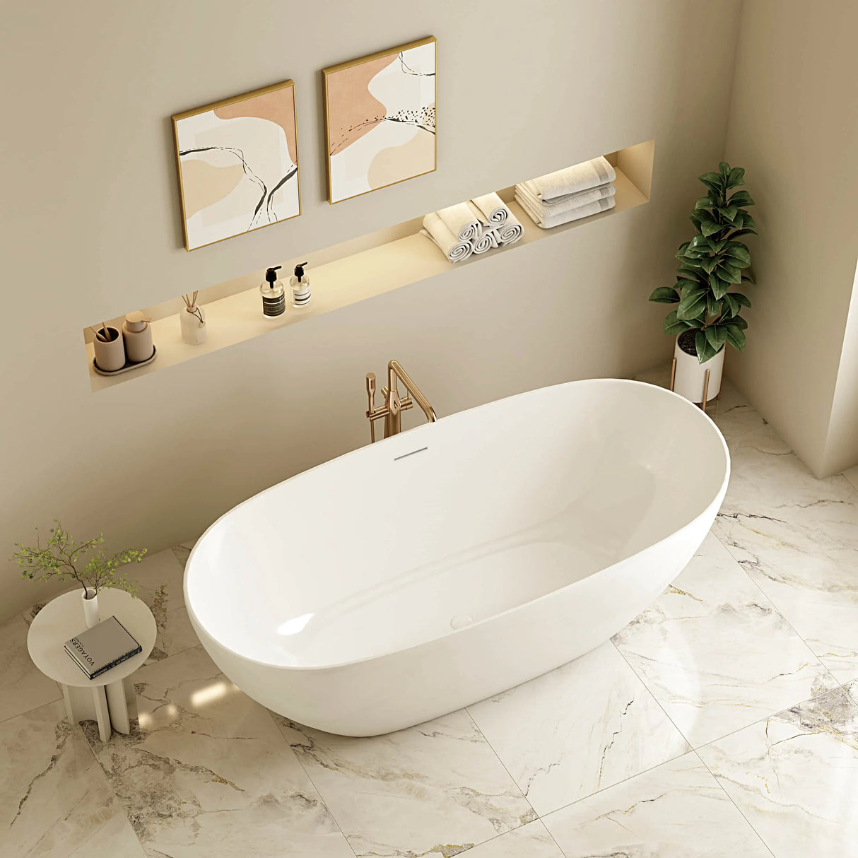 Pilato Freestanding Bathtub - Gloss White & Matt White mercioaustralia