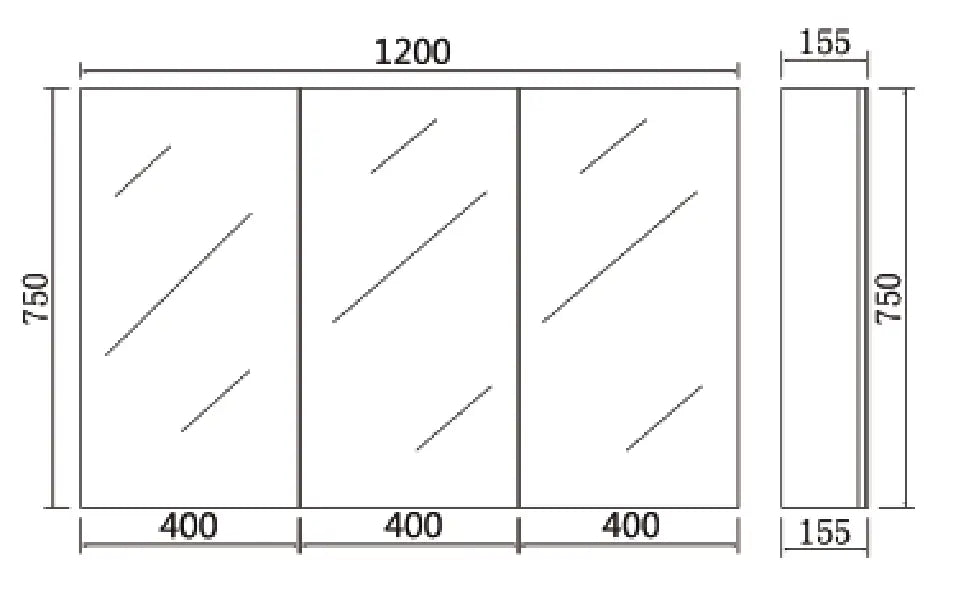 Pvc Shaving Cabinet 1200*750*155mm Poseidonbk