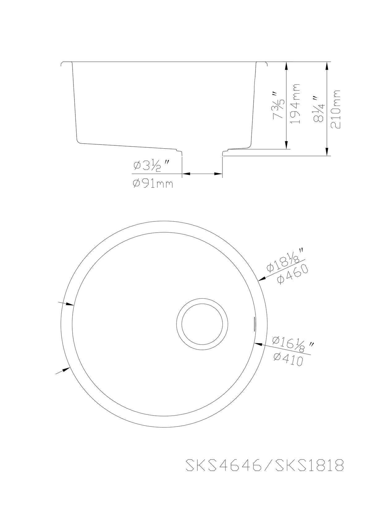 Matte Single Bowl Quartz Sink 466*466*210mm Poseidonbk
