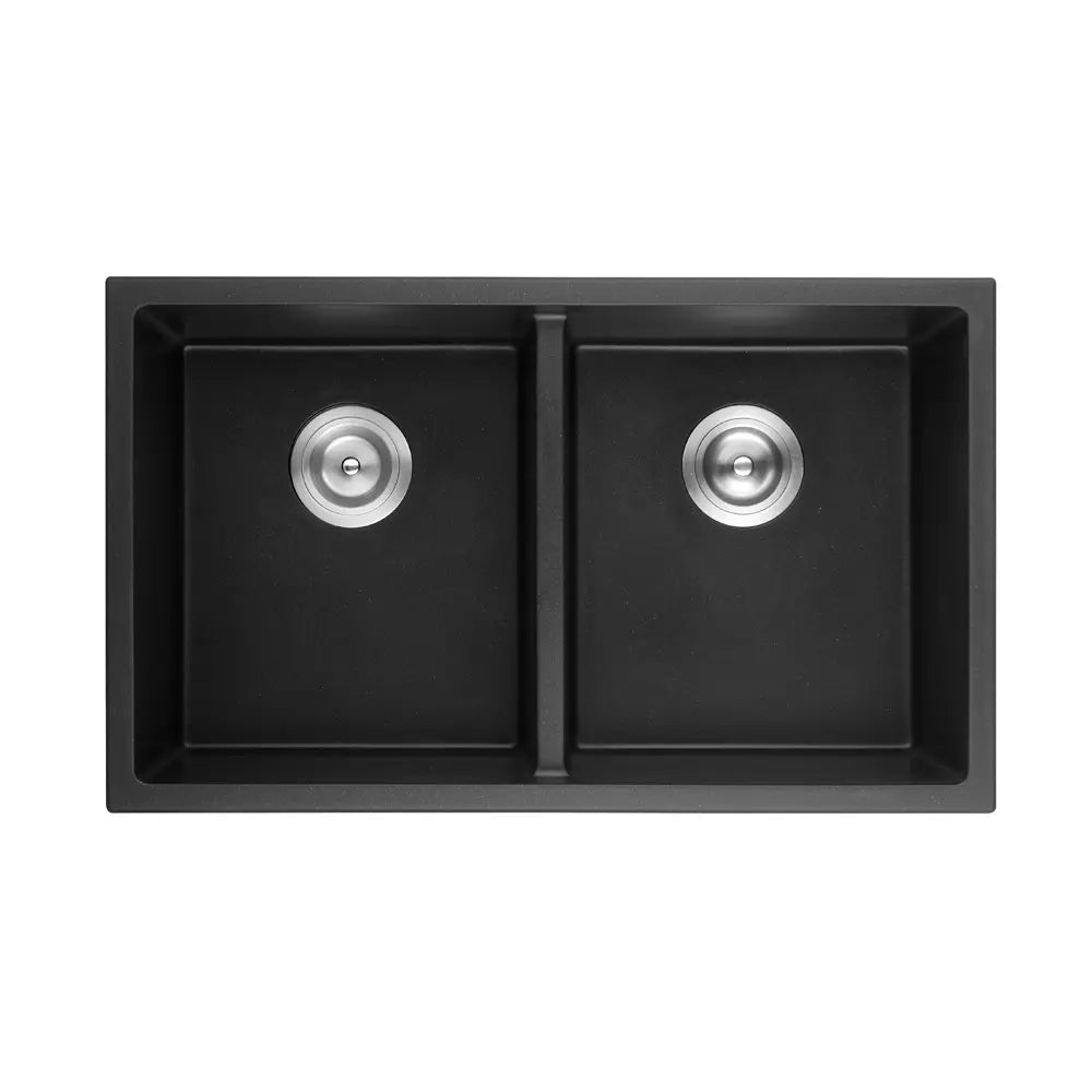 Matte Black Double Bowl Quartz Sink 813*457*241mm Poseidonbk
