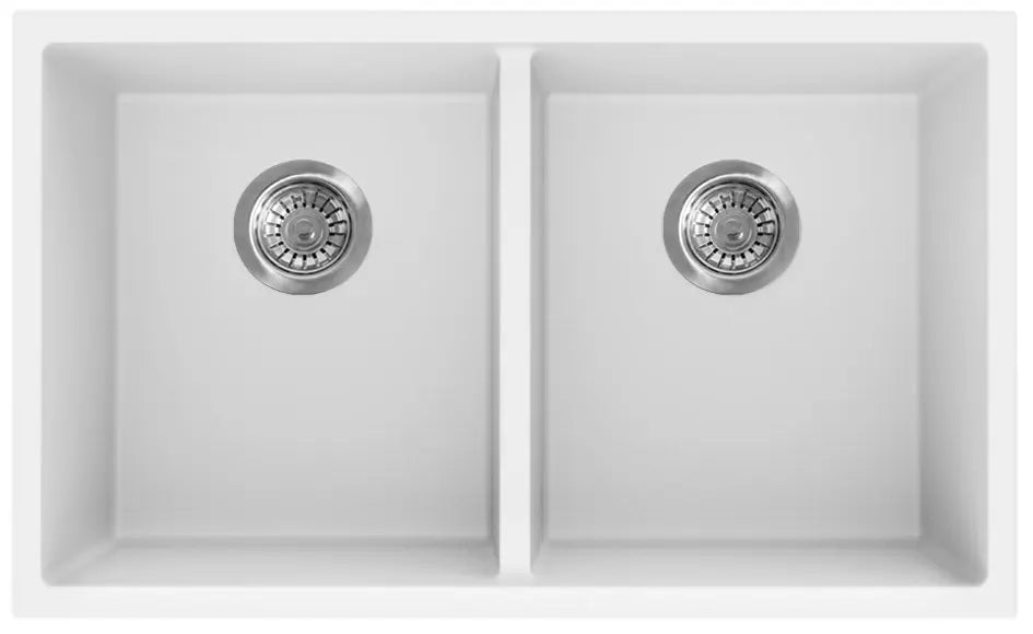 Matte White Double Bowl Quartz Sink 813*457*241mm Poseidonbk