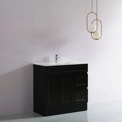 ACACIA SHAKER Matte Black PVC Floor Vanity 900mm Poseidon