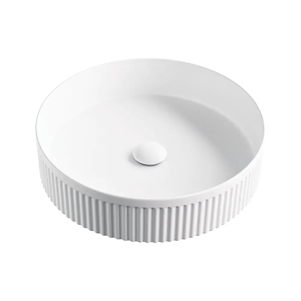 Eleanor Round Above Counter Fluted Basin, Matte White fienza