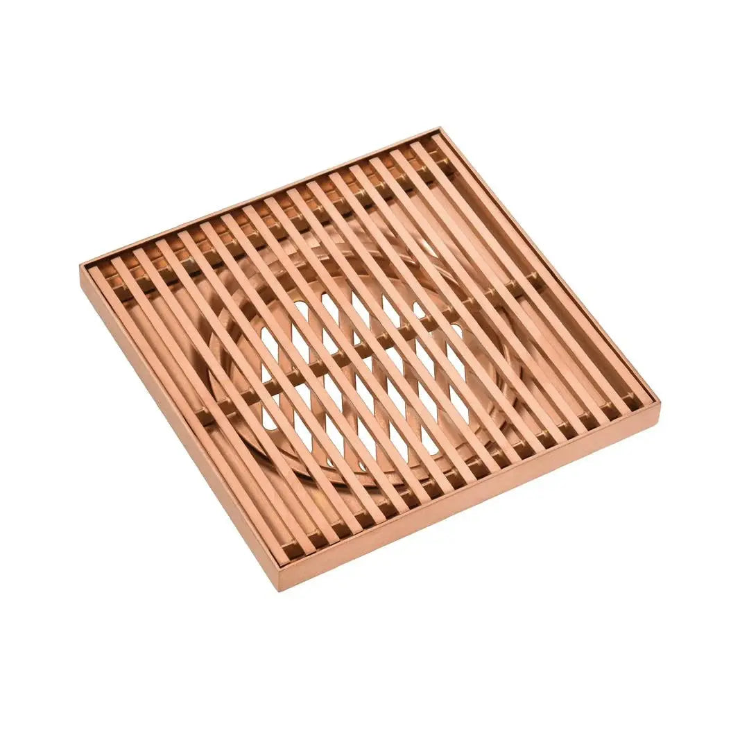 Rose Gold Square Slim Grill Linear Floor Waste Somer