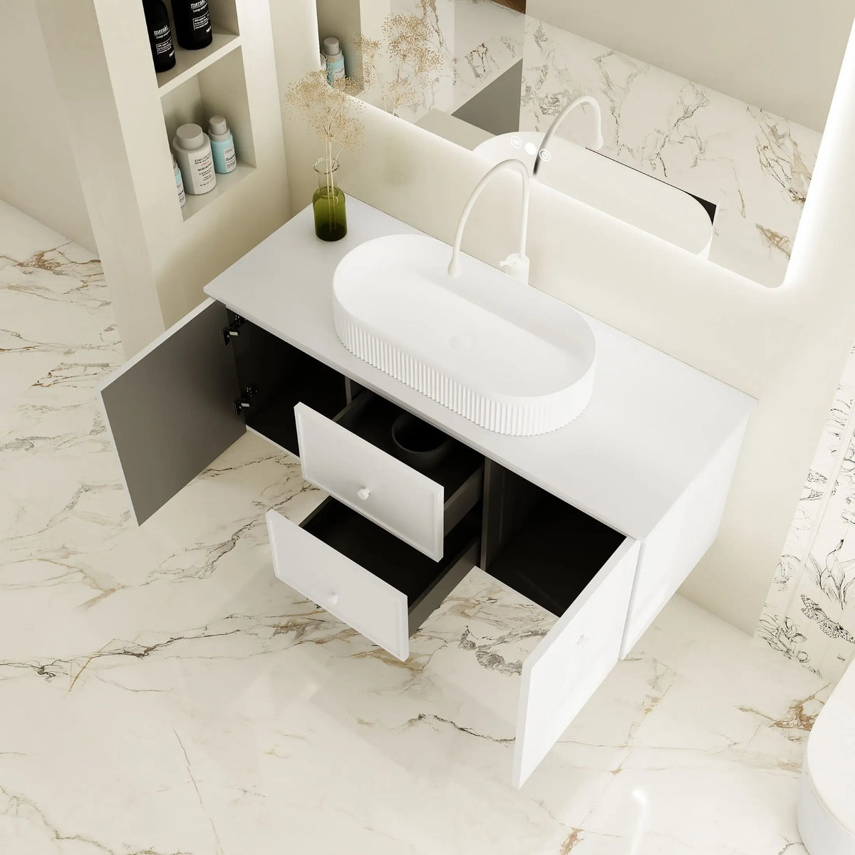Seattle 1200mm Wall-Hung Cabinet - Matt White mercioaustralia
