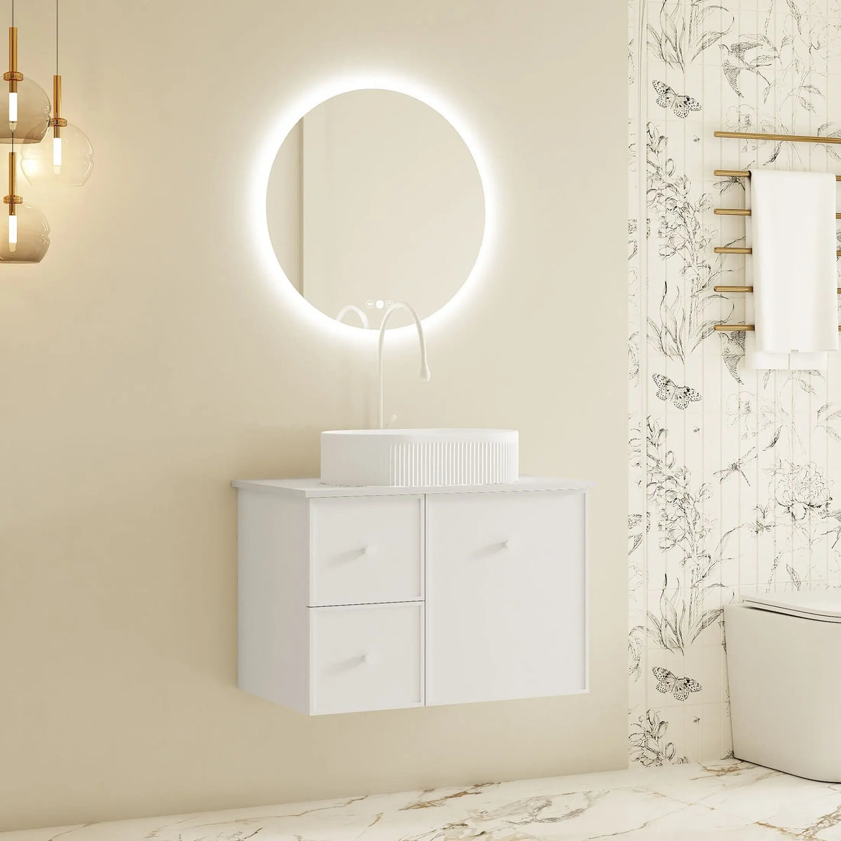 Seattle 750mm Wall-Hung Cabinet - Matt White mercioaustralia