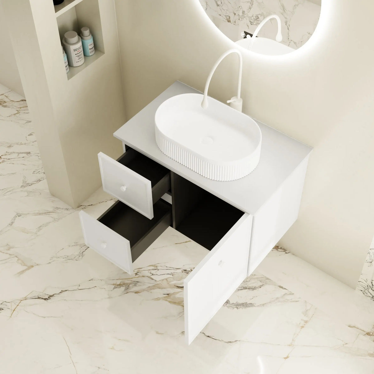 Seattle 750mm Wall-Hung Cabinet - Matt White mercioaustralia