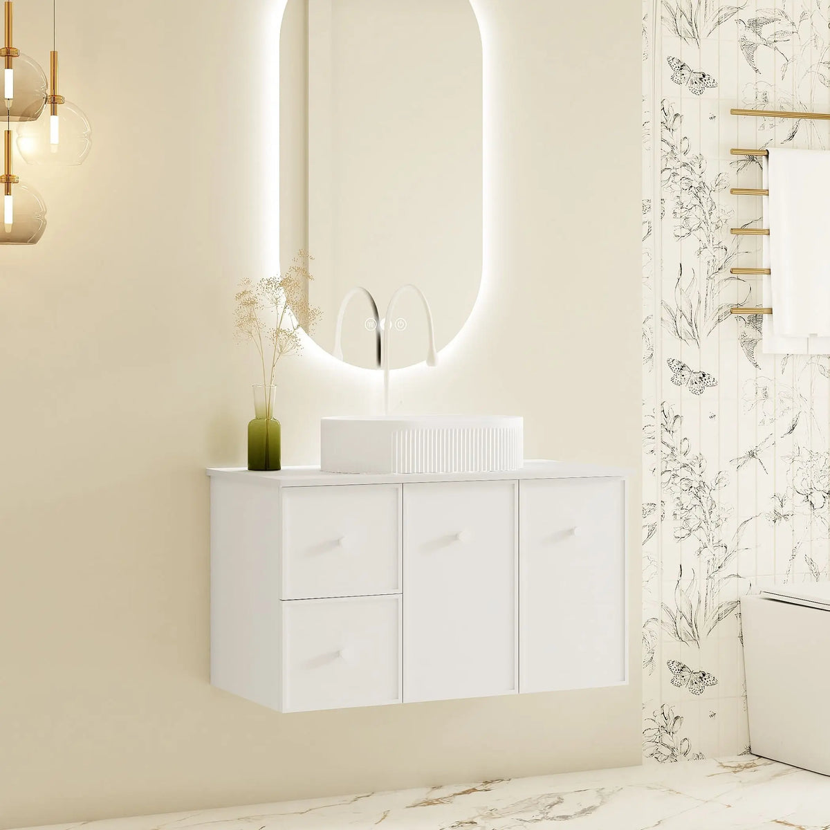 Seattle 900mm Wall-Hung Cabinet - Matt White mercioaustralia
