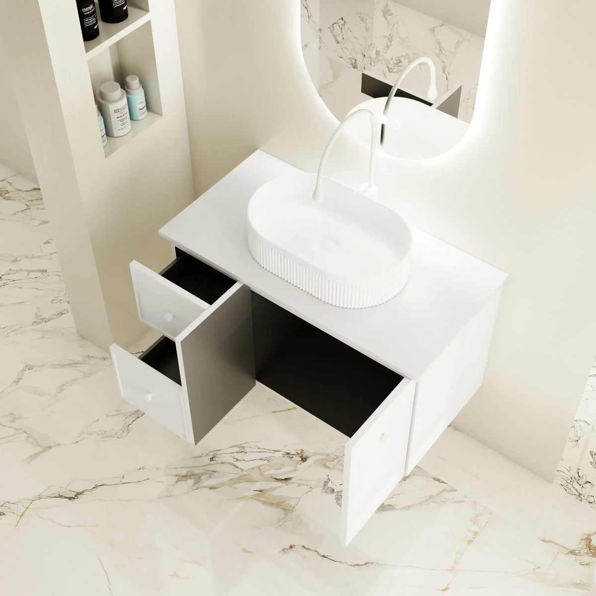 Seattle 900mm Wall-Hung Cabinet - Matt White mercioaustralia