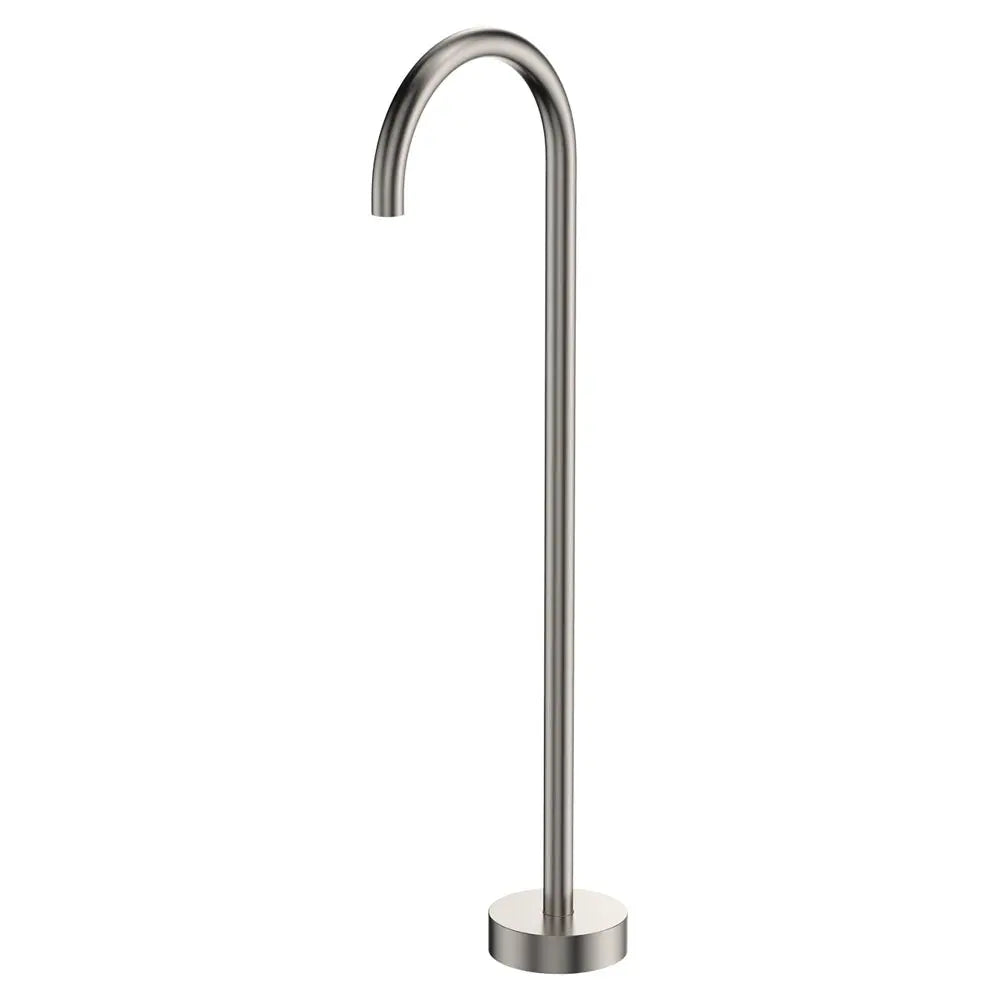 Kaya Gooseneck Floor Mounted Bath Outlet, Brushed Nickel fienza