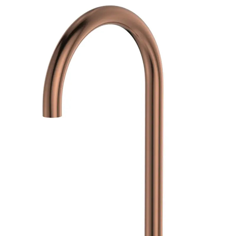 Kaya Gooseneck Floor Mounted Bath Outlet, Brushed Copper fienza