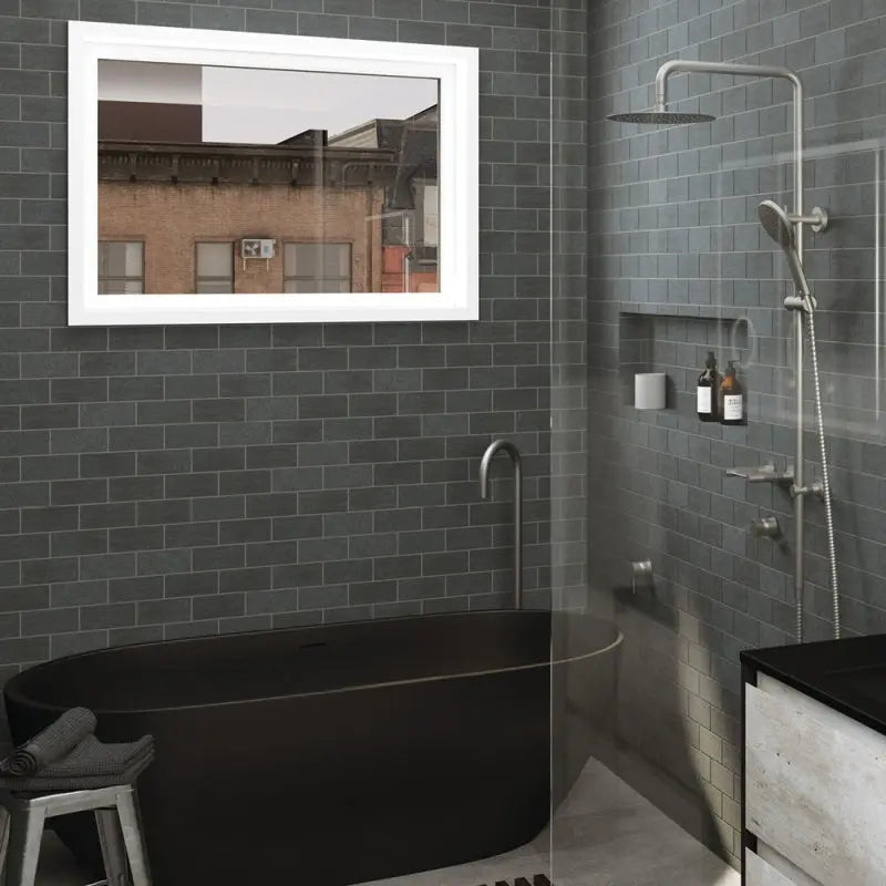 Kaya Gooseneck Floor Mounted Bath Outlet, Gun Metal fienza