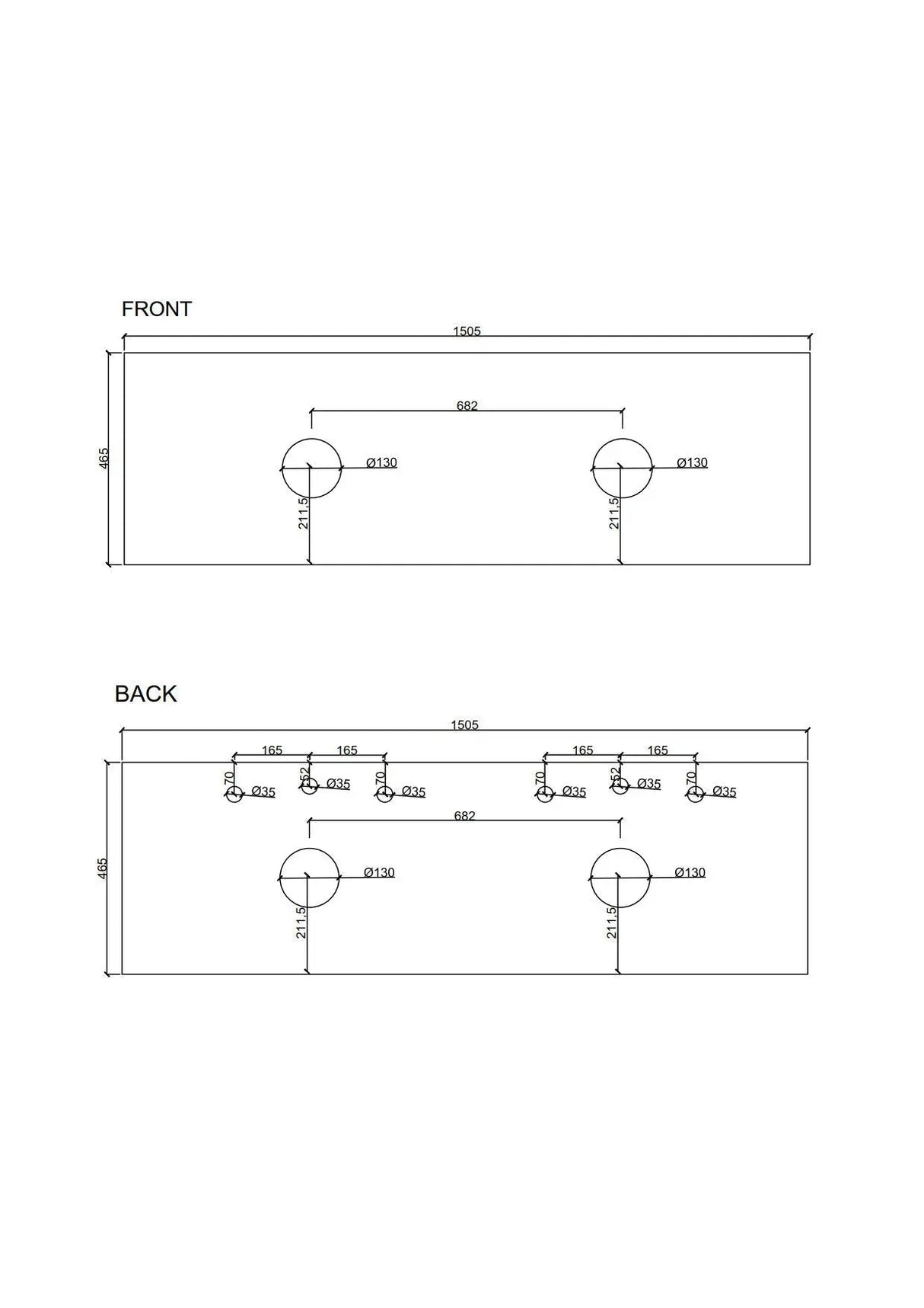 HERA 1500mm Wall-Hung Vanity - Black Oak mercioaustralia