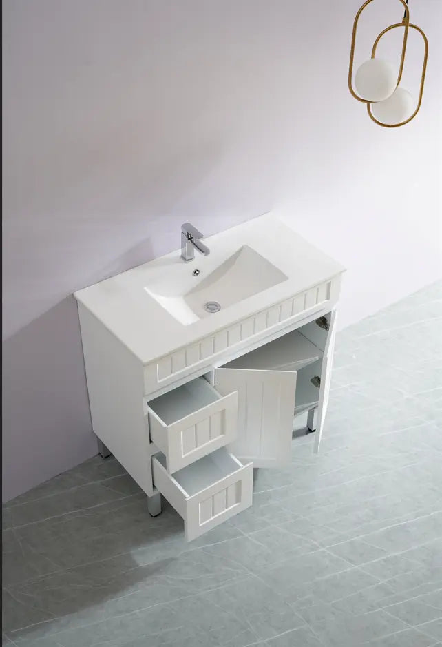ACACIA SHAKER Matte White PVC Floor Vanity 900 Poseidon