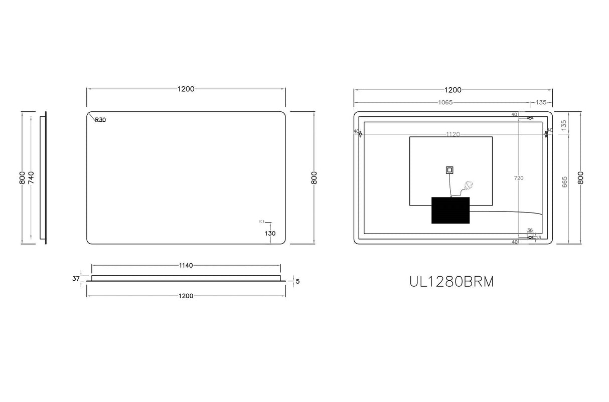 Jasper Rectangular Touchless 1200 X 750 Frameless LED Mirror - Three Light Temperatures Poseidonbk