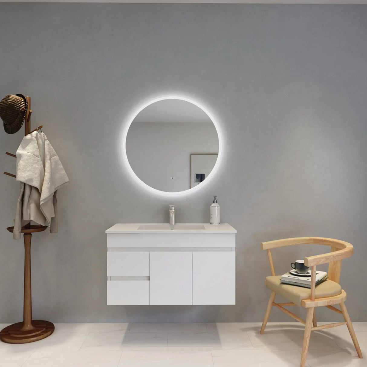 Luna Round Touchless 800 X 800 Frameless LED Mirror - Three Light Temperatures Poseidonbk