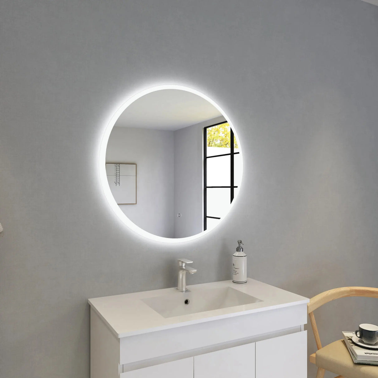 Luna Round Touchless 800 X 800 Frameless LED Mirror - Three Light Temperatures Poseidonbk