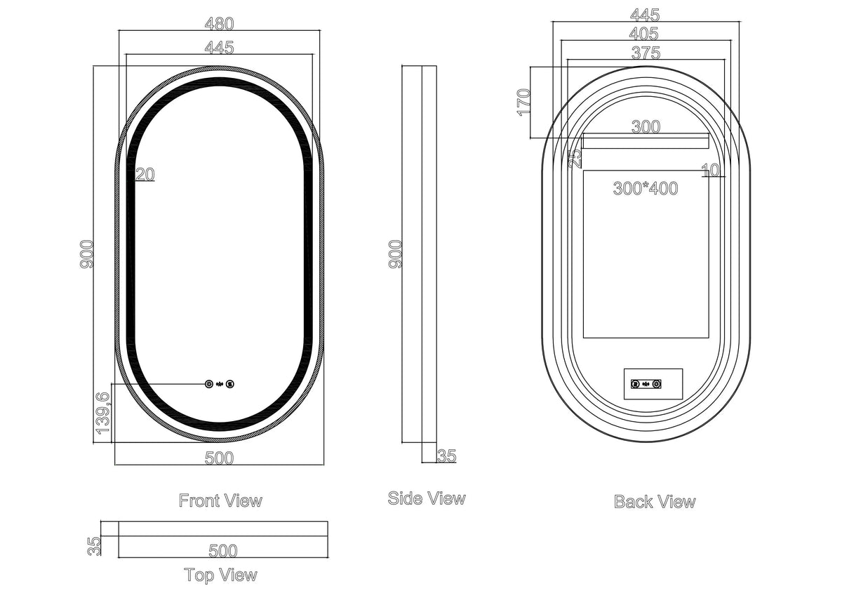 Venus 500×900mm LED Oval Mirror – Brushed Gold Frame mercioaustralia