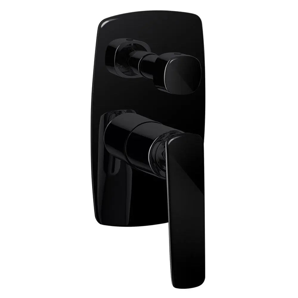 Bellino High Gloss Black Wall Mixer with Diverter Aquaperla