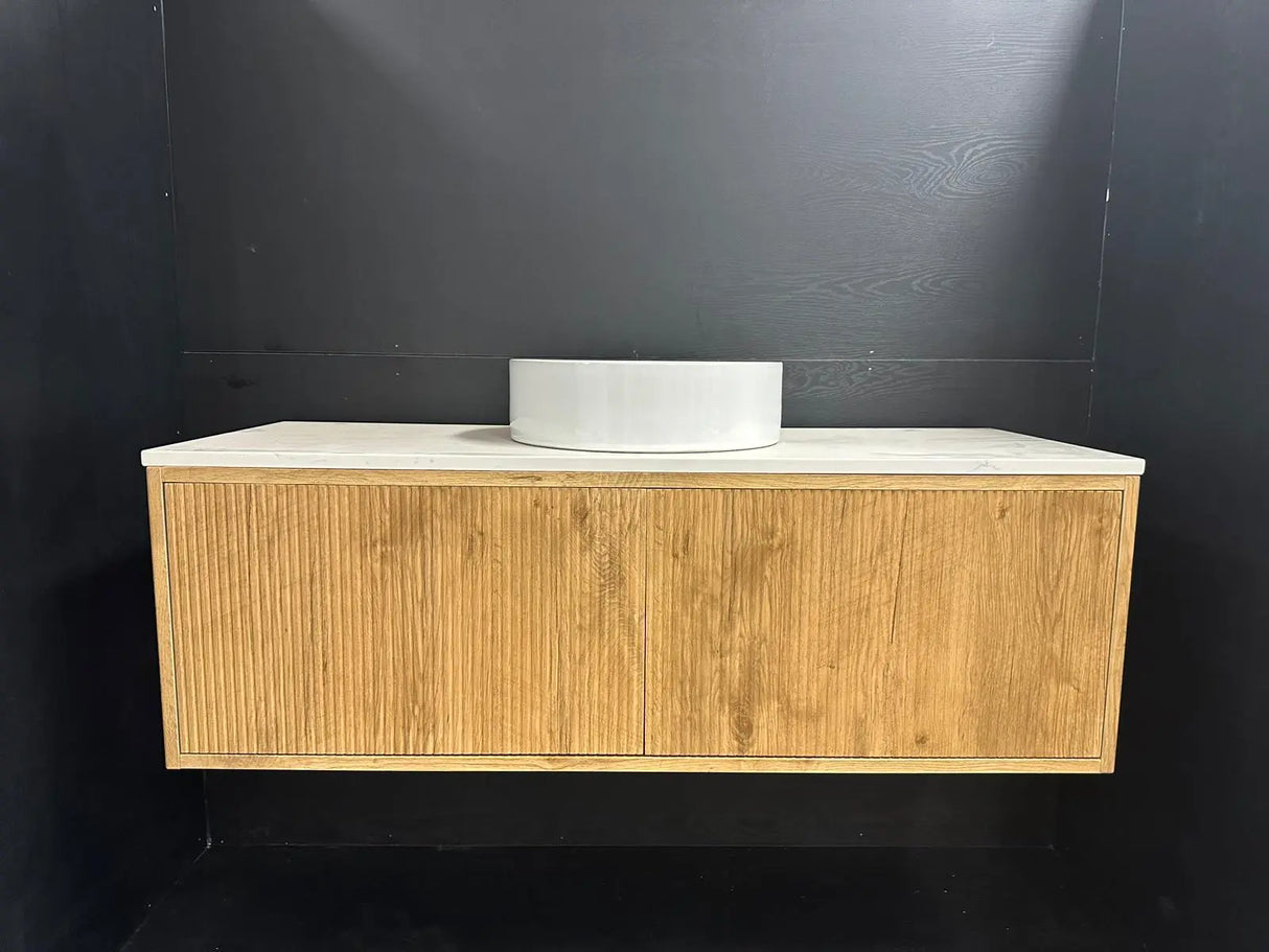 Bellevue PVC Slim Wall Hung Vanity 1200mm (Single/ Double Bowl) (Prime Oak) Poseidon