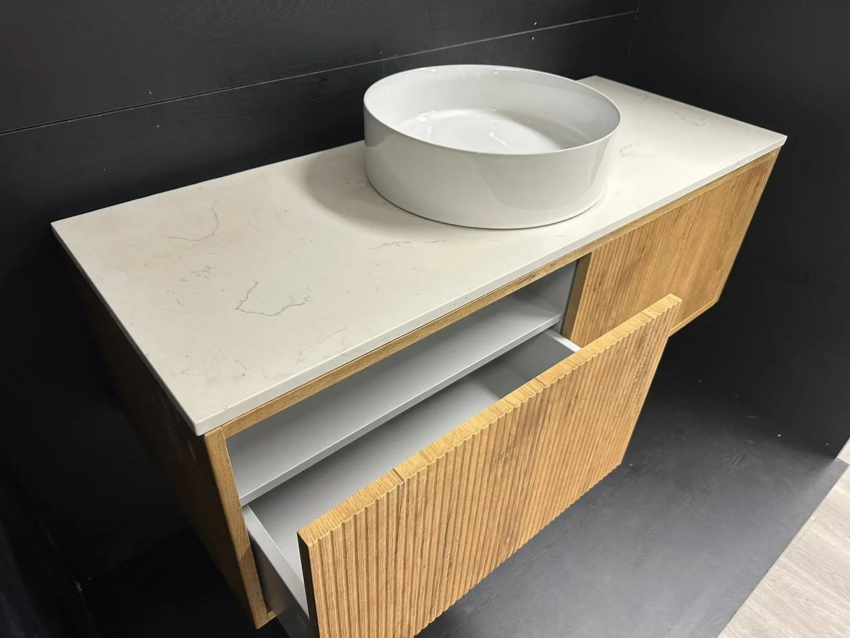 Bellevue PVC Slim Wall Hung Vanity 1200mm (Single/ Double Bowl) (Prime Oak) Poseidon