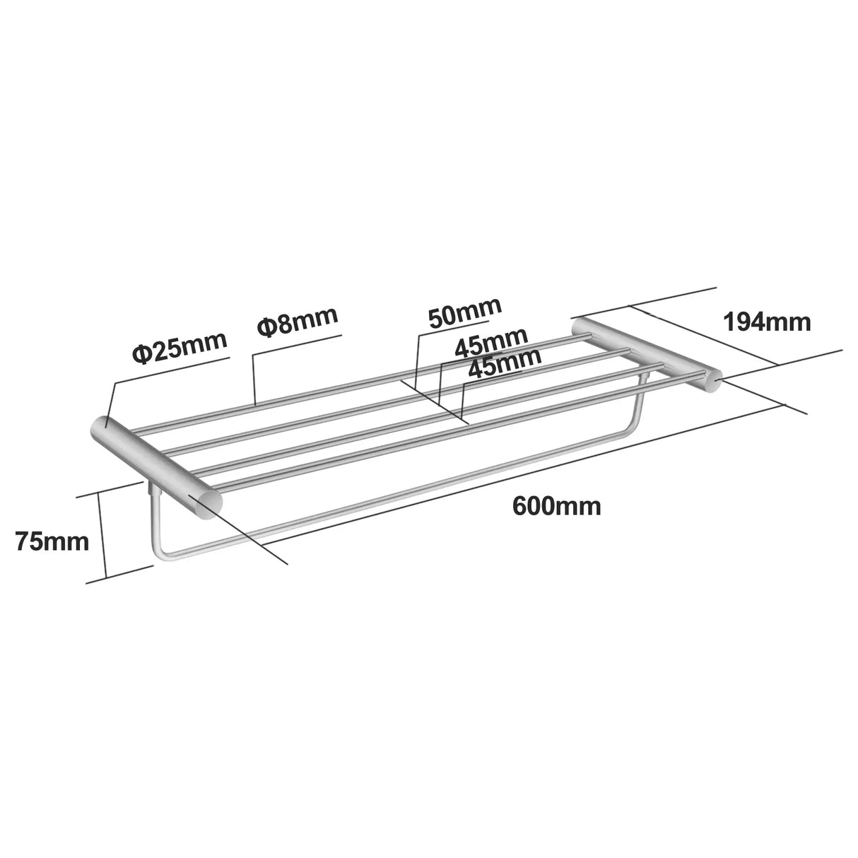 Brushed Nickel Shower Shelf Aquaperla
