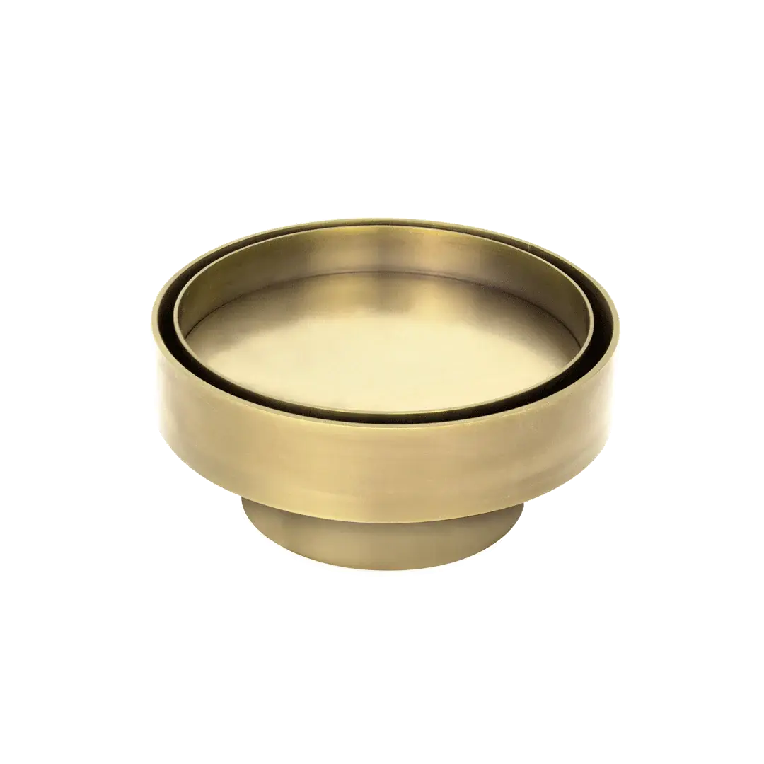 100mm Round Brushed Gold Tile Insert Floor Waste Somer
