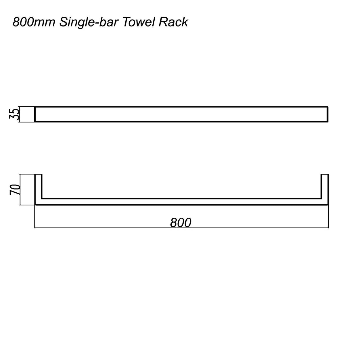 IVANO - 800mm Gunmetal Single Towel Rail Aquaperla