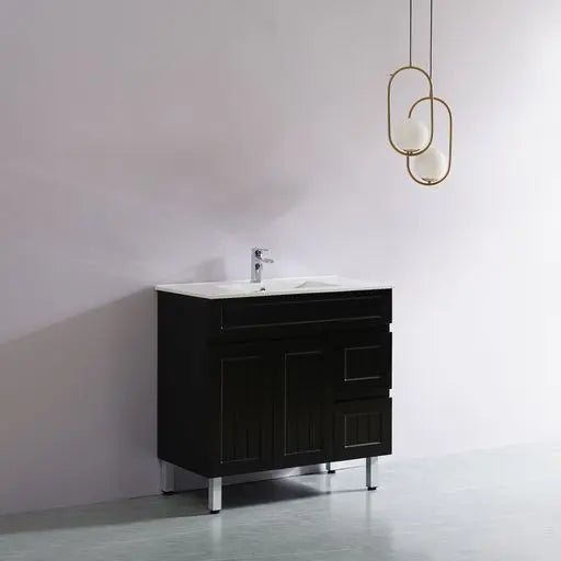 ACACIA SHAKER Matte Black PVC Floor Vanity 900mm Poseidon