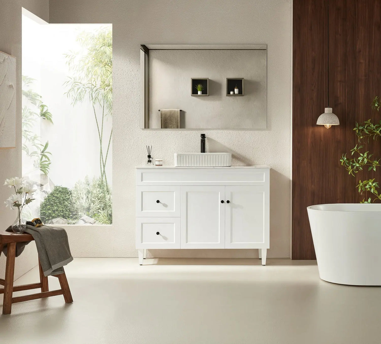 Harrington Floor PVC Cabinet Vanity 1200mm (Matte White) (Single Bowl) Poseidon