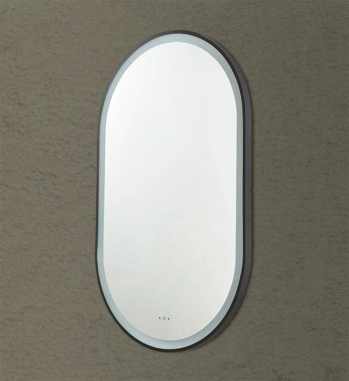 Olivia Matte Black Oval Touchless 600 X 1000 Framed LED Mirror - Three Light Temperatures Poseidonbk