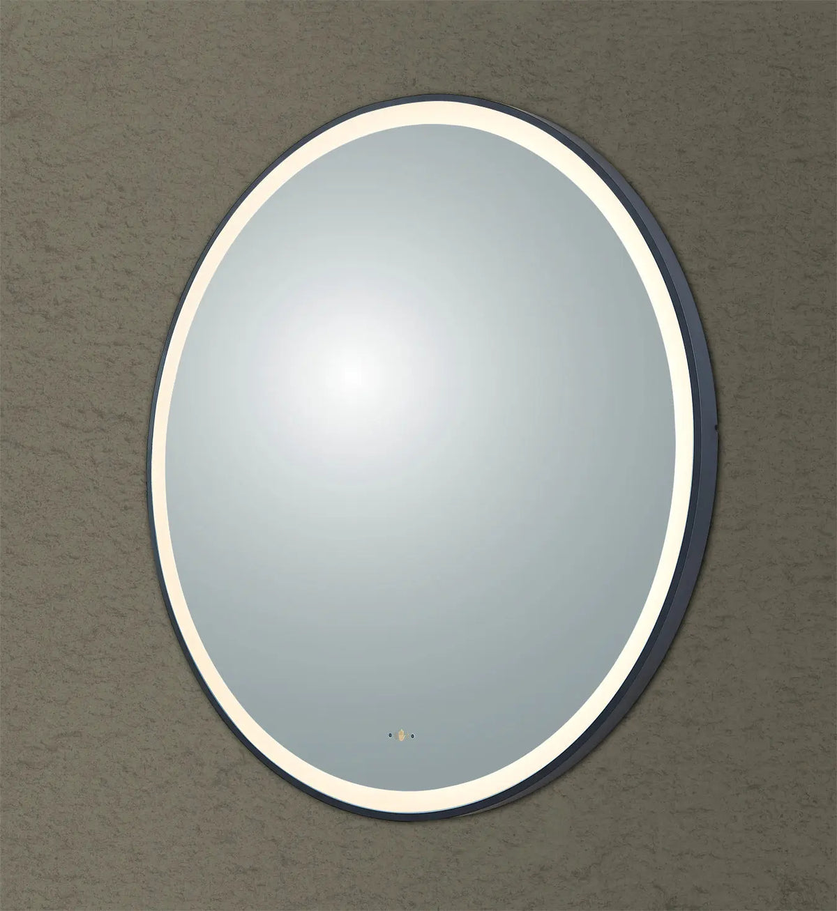 Luna Matte Black Round Touchless 900 X 900 Framed LED Mirror - Three Light Temperatures Poseidonbk